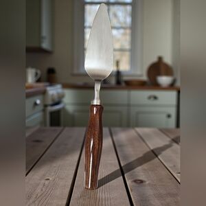 Stainless Steel Cake Server with Handturned Wooden Handle